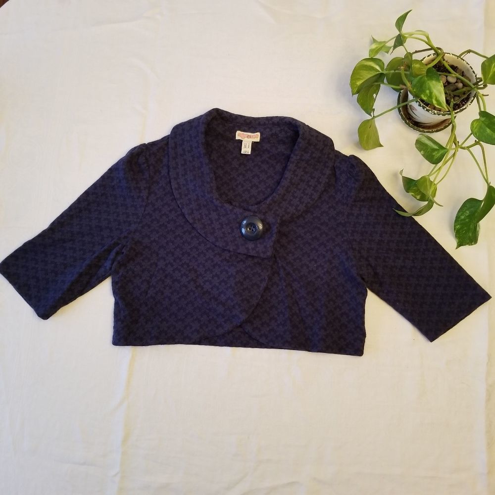 Sugar Tart One Button Cropped Blazer Navy Size XL
